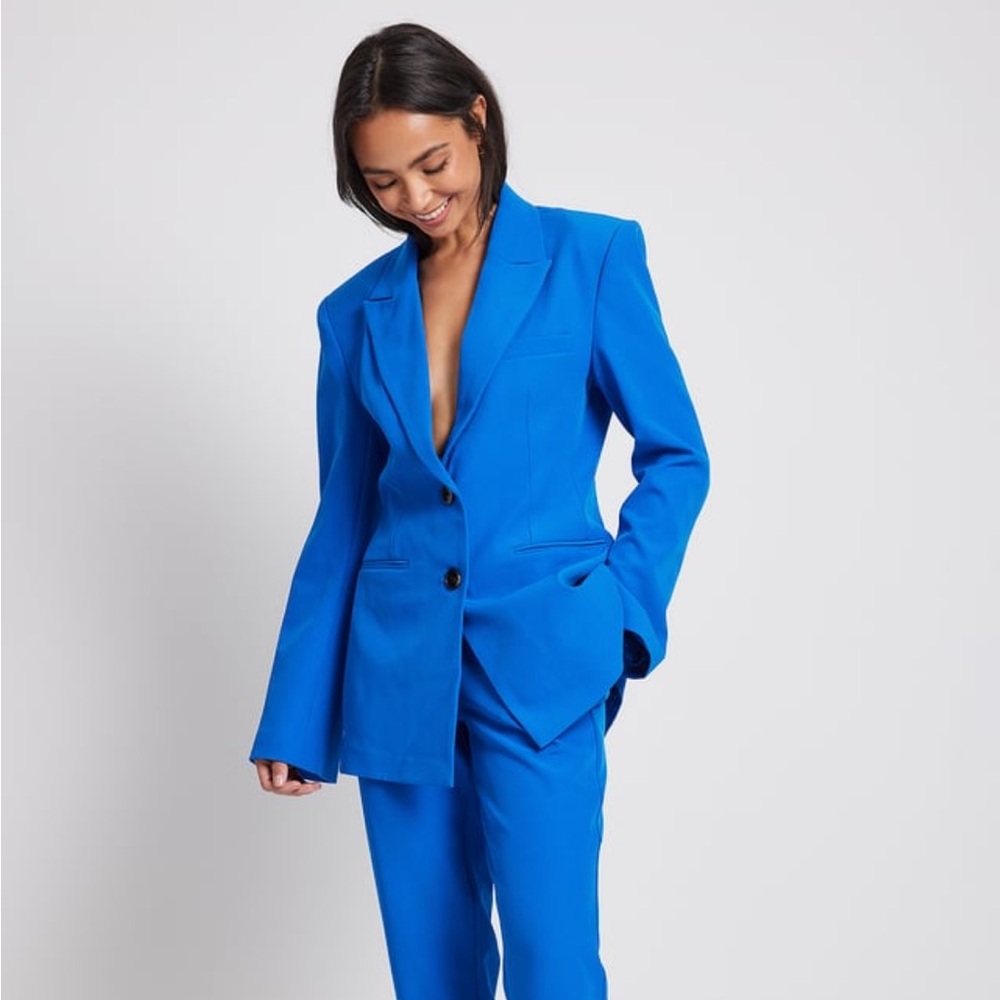 NA-KD bright blue long line blazer EU 40 Large